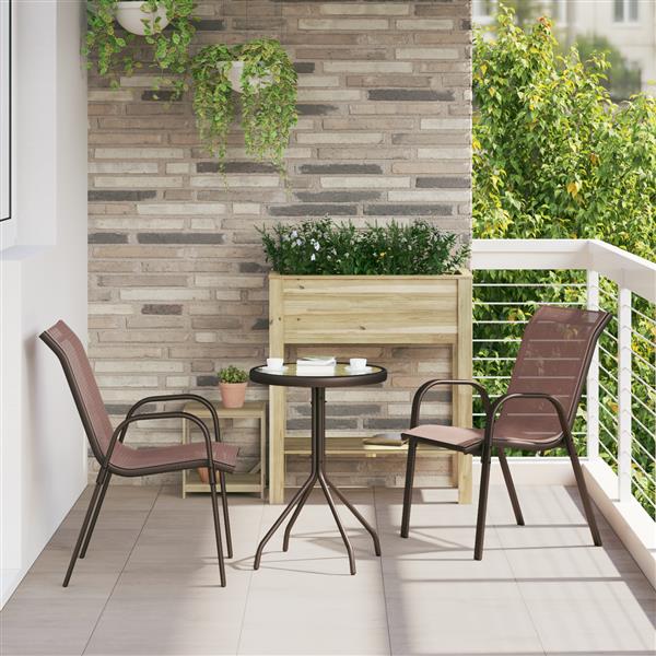 Grote foto vidaxl tuin bistro set 3 pcs bruin staal tuin en terras tuinmeubelen