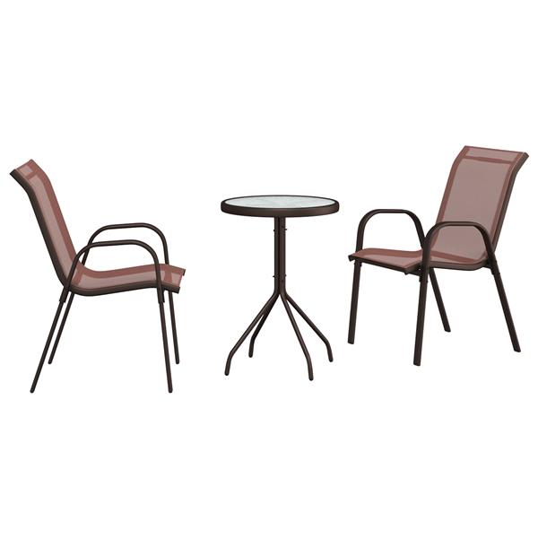 Grote foto vidaxl tuin bistro set 3 pcs bruin staal tuin en terras tuinmeubelen
