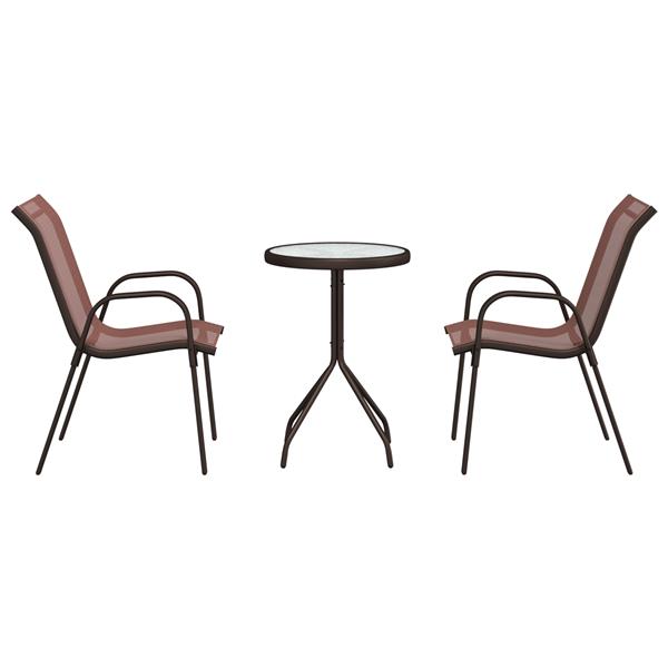 Grote foto vidaxl tuin bistro set 3 pcs bruin staal tuin en terras tuinmeubelen