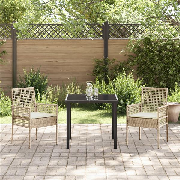 Grote foto vidaxl tuinstoel 2 pcs beige 53 x 60 x 85cm poly rattan tuin en terras tuinmeubelen
