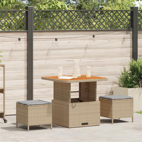 Grote foto vidaxl tuin eetset beige poly riet tuin en terras tuinmeubelen