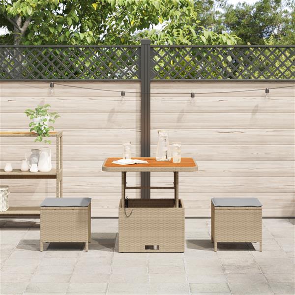 Grote foto vidaxl tuin eetset beige poly riet tuin en terras tuinmeubelen