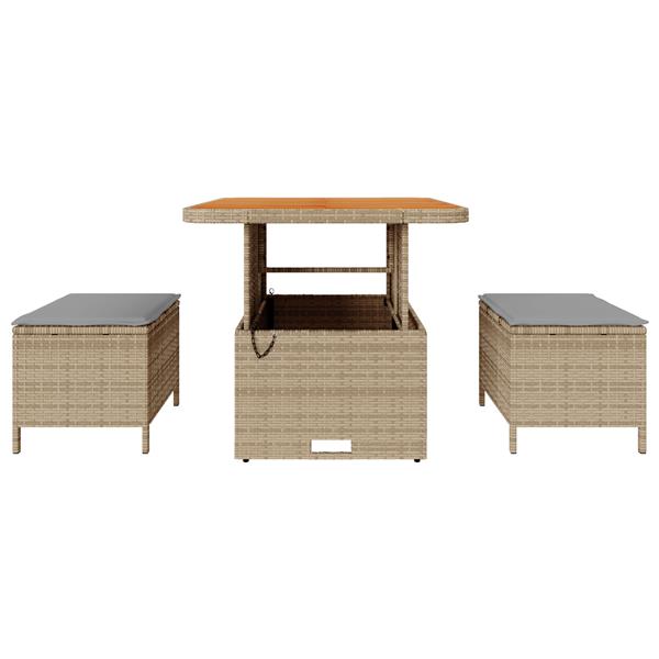 Grote foto vidaxl tuin eetset beige poly riet tuin en terras tuinmeubelen