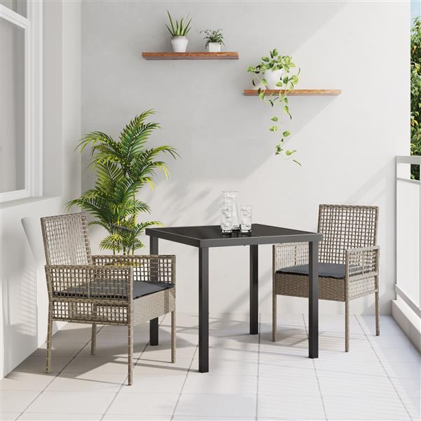 Grote foto vidaxl tuinstoel 2 pcs grijs 53 x 60 x 85cm poly rattan tuin en terras tuinmeubelen
