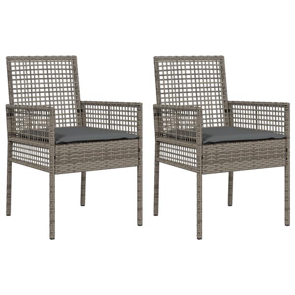 Grote foto vidaxl tuinstoel 2 pcs grijs 53 x 60 x 85cm poly rattan tuin en terras tuinmeubelen