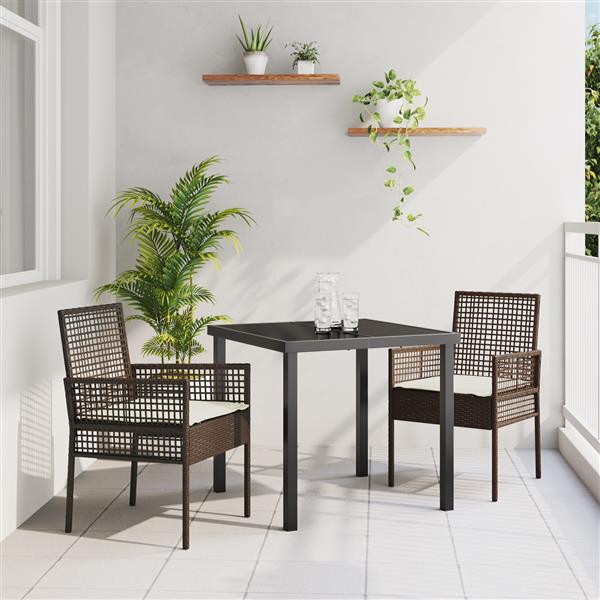 Grote foto vidaxl tuinstoel 2 pcs bruin 53 x 60 x 85cm poly rattan tuin en terras tuinmeubelen
