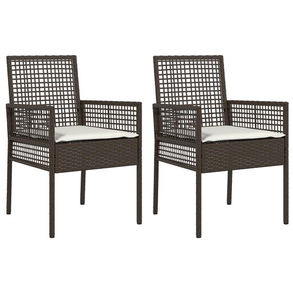 Grote foto vidaxl tuinstoel 2 pcs bruin 53 x 60 x 85cm poly rattan tuin en terras tuinmeubelen