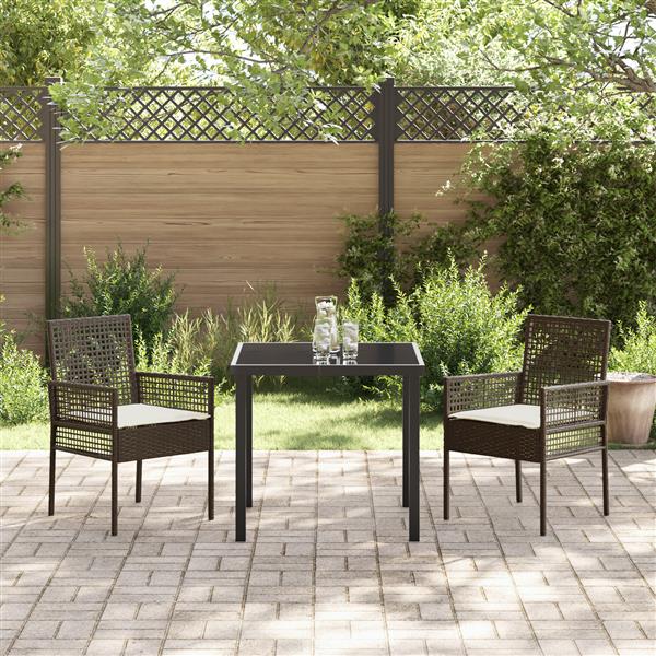 Grote foto vidaxl tuinstoel 2 pcs bruin 53 x 60 x 85cm poly rattan tuin en terras tuinmeubelen
