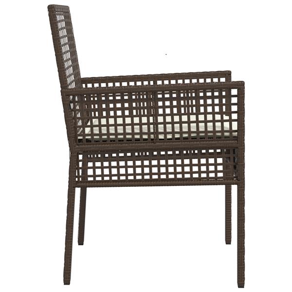 Grote foto vidaxl tuinstoel 2 pcs bruin 53 x 60 x 85cm poly rattan tuin en terras tuinmeubelen