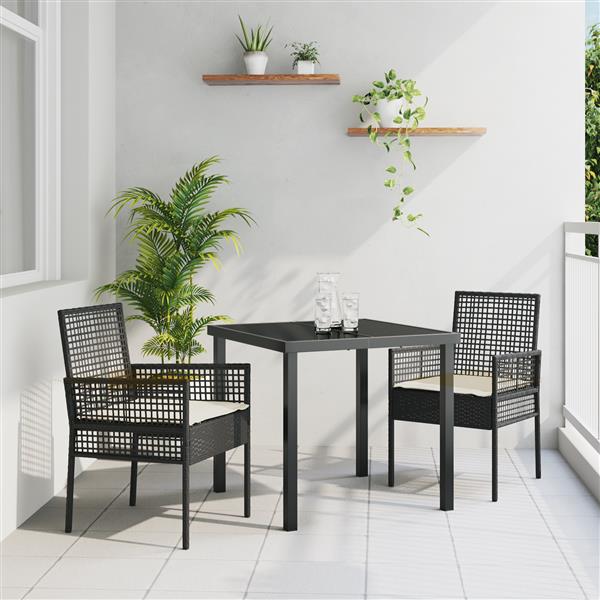 Grote foto vidaxl tuinstoel 2 pcs zwart 53 x 60 x 85cm poly rattan tuin en terras tuinmeubelen