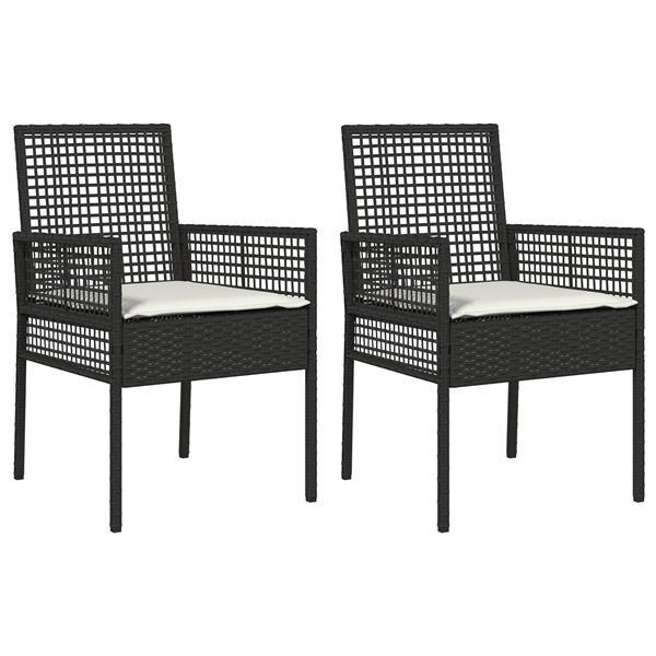 Grote foto vidaxl tuinstoel 2 pcs zwart 53 x 60 x 85cm poly rattan tuin en terras tuinmeubelen
