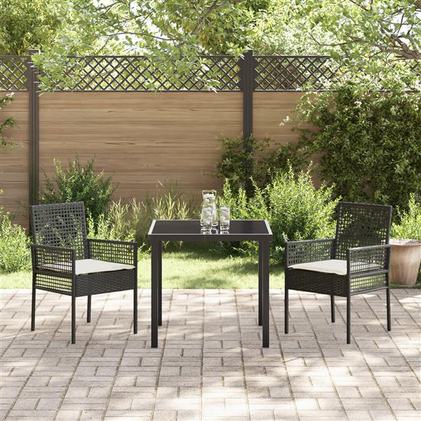 Grote foto vidaxl tuinstoel 2 pcs zwart 53 x 60 x 85cm poly rattan tuin en terras tuinmeubelen