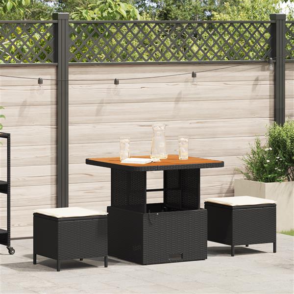 Grote foto vidaxl tuin eetset zwart poly riet tuin en terras tuinmeubelen