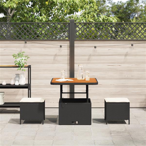 Grote foto vidaxl tuin eetset zwart poly riet tuin en terras tuinmeubelen