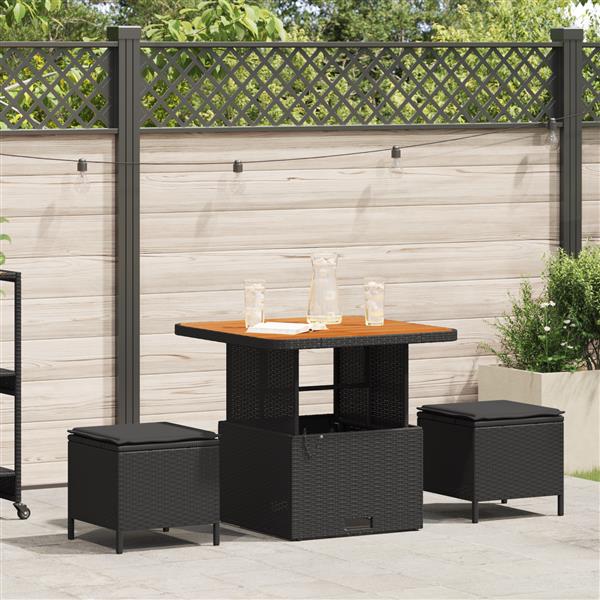 Grote foto vidaxl tuin eetset zwart poly riet tuin en terras tuinmeubelen