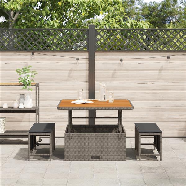 Grote foto vidaxl tuin eetset grijs poly riet tuin en terras tuinmeubelen