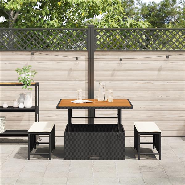 Grote foto vidaxl tuin eetset zwart poly riet tuin en terras tuinmeubelen