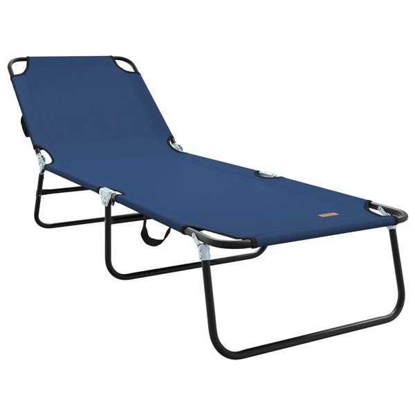 Grote foto vidaxl opvouwbare zonnebed 1 persoon blauw 56 x 189 x 87cm stof tuin en terras tuinmeubelen