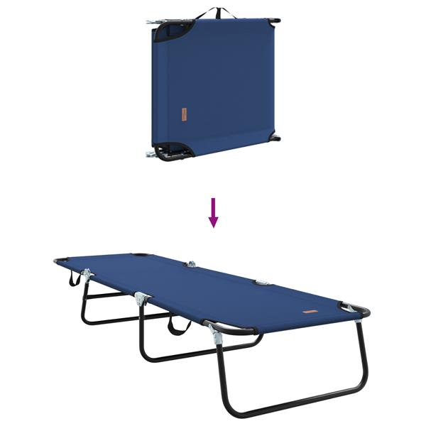 Grote foto vidaxl opvouwbare zonnebed 1 persoon blauw 56 x 189 x 87cm stof tuin en terras tuinmeubelen