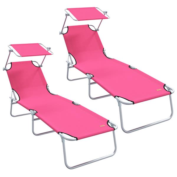Grote foto vidaxl ligstoel 2 persoon 2 pcs roze 58 x 188 x 77cm stof tuin en terras tuinmeubelen