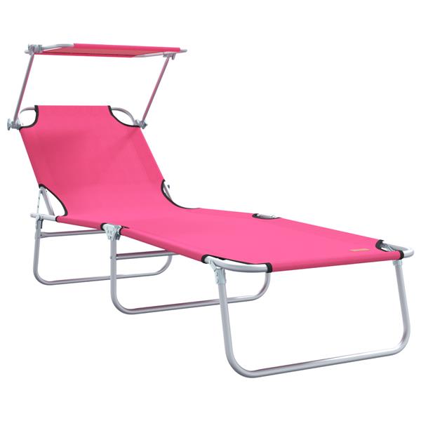 Grote foto vidaxl ligstoel 2 persoon 2 pcs roze 58 x 188 x 77cm stof tuin en terras tuinmeubelen