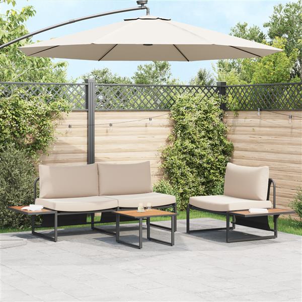 Grote foto vidaxl salontafel bruin staal tuin en terras tuinmeubelen