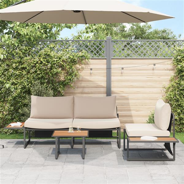 Grote foto vidaxl salontafel bruin staal tuin en terras tuinmeubelen
