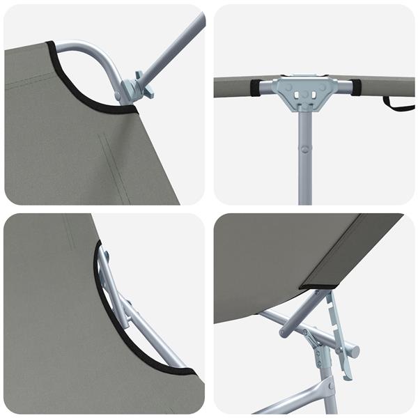 Grote foto vidaxl ligstoel 2 persoon 2 pcs grijs 58 x 188 x 77cm stof tuin en terras tuinmeubelen