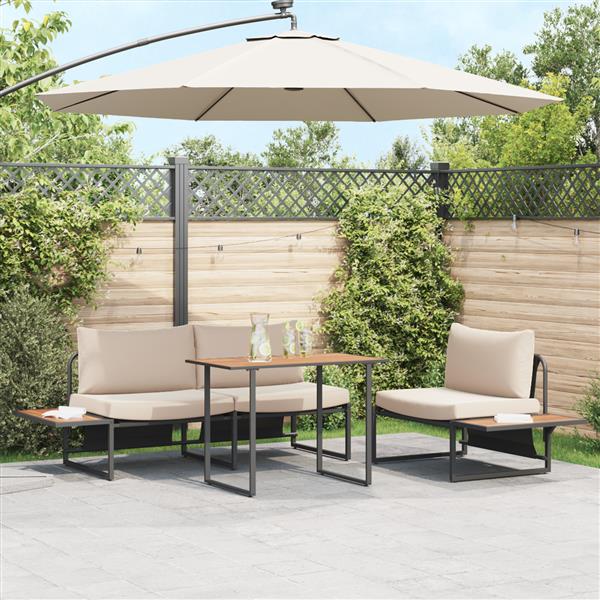 Grote foto vidaxl tuinstafel bruin 100 x 55 x 70 cm staal en dpc tuin en terras tuinmeubelen