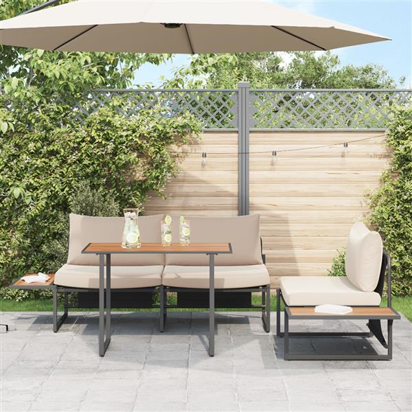 Grote foto vidaxl tuinstafel bruin 100 x 55 x 70 cm staal en dpc tuin en terras tuinmeubelen