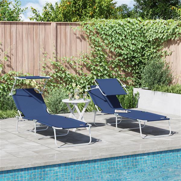 Grote foto vidaxl ligstoel 2 persoon 2 pcs blauw 58 x 188 x 77cm stof tuin en terras tuinmeubelen