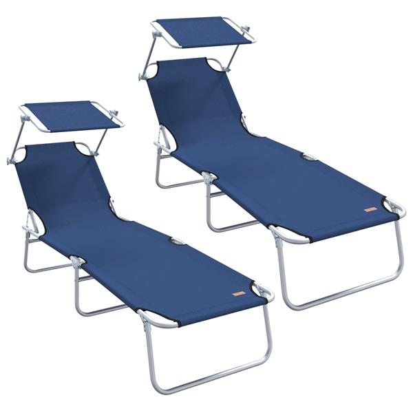 Grote foto vidaxl ligstoel 2 persoon 2 pcs blauw 58 x 188 x 77cm stof tuin en terras tuinmeubelen