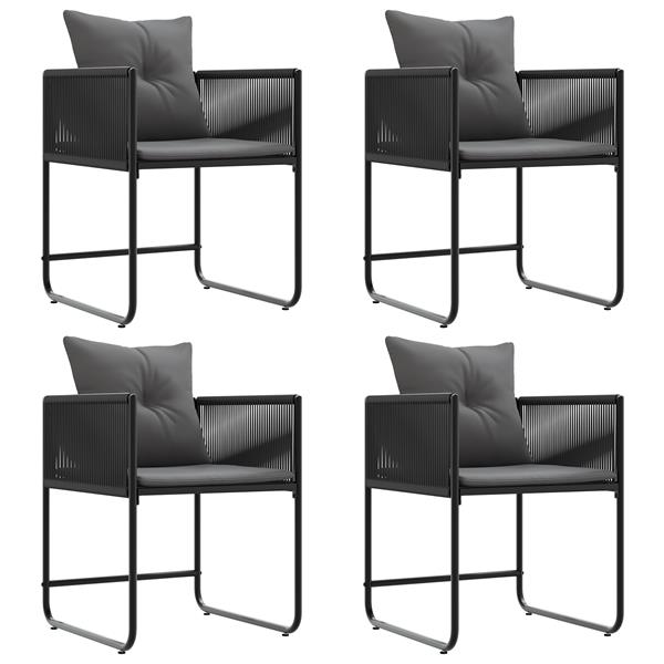 Grote foto vidaxl tuinstoelen 4 pcs zwart en antraciet 50.5 x 53.5 x 63.5 cm tuin en terras tuinmeubelen