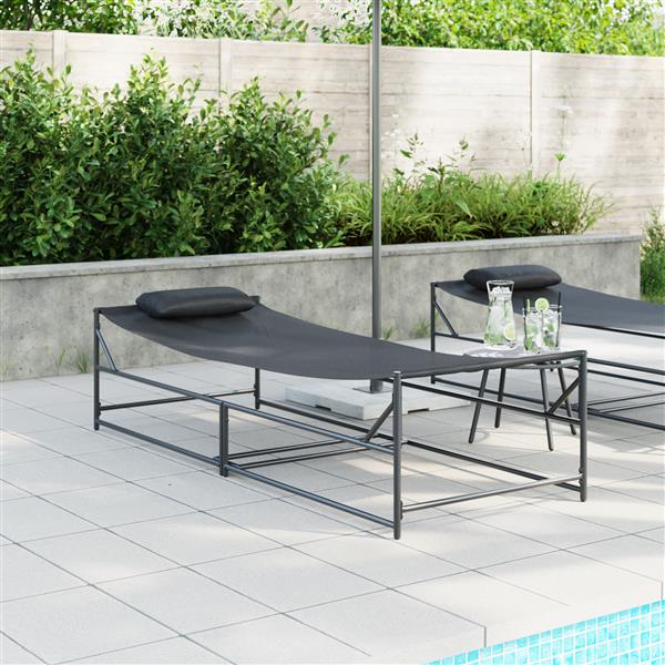Grote foto vidaxl ligstoel antraciet 200 x 74 x 73 cm textilene en staal tuin en terras tuinmeubelen