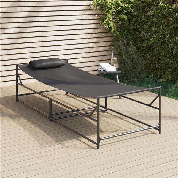 Grote foto vidaxl ligstoel antraciet 200 x 74 x 73 cm textilene en staal tuin en terras tuinmeubelen
