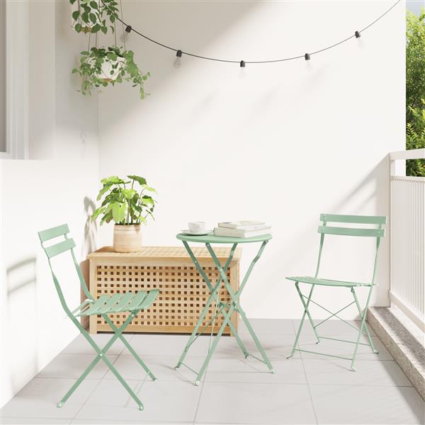 Grote foto vidaxl vouw bistro set 3 pcs licht munt staal tuin en terras tuinmeubelen