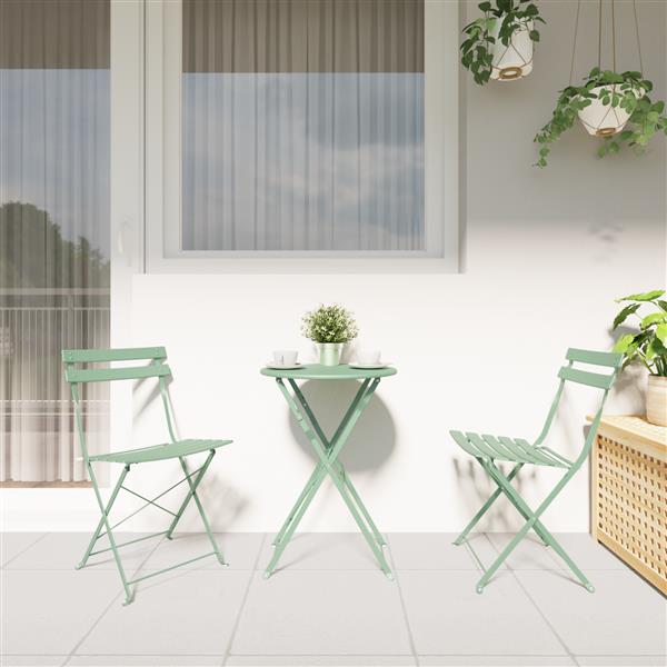 Grote foto vidaxl vouw bistro set 3 pcs licht munt staal tuin en terras tuinmeubelen