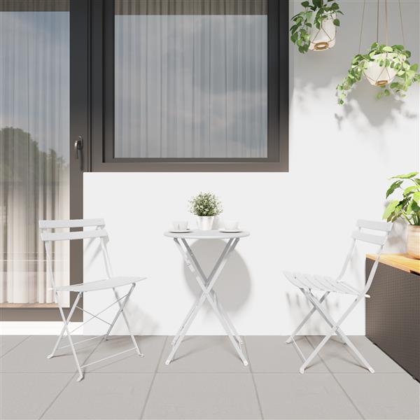 Grote foto vidaxl vouw bistro set 3 pcs wit staal tuin en terras tuinmeubelen