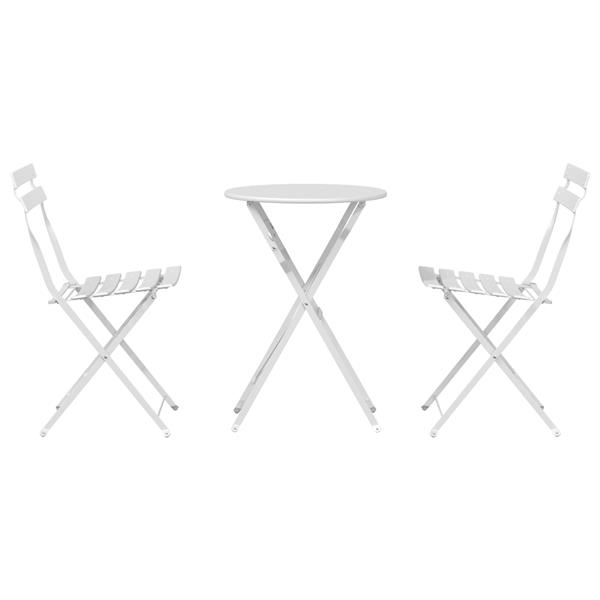 Grote foto vidaxl vouw bistro set 3 pcs wit staal tuin en terras tuinmeubelen