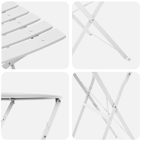 Grote foto vidaxl vouw bistro set 3 pcs wit staal tuin en terras tuinmeubelen