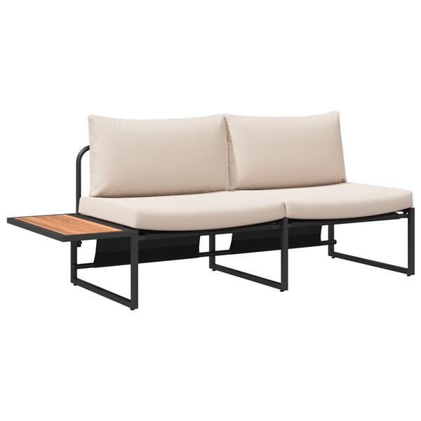 Grote foto vidaxl tuinbank met kussen bruin 200.5 x 70 x 85.5cm metaal tuin en terras tuinmeubelen
