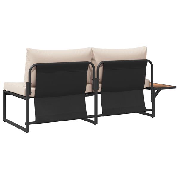 Grote foto vidaxl tuinbank met kussen bruin 200.5 x 70 x 85.5cm metaal tuin en terras tuinmeubelen