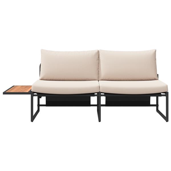 Grote foto vidaxl tuinbank met kussen bruin 200.5 x 70 x 85.5cm metaal tuin en terras tuinmeubelen