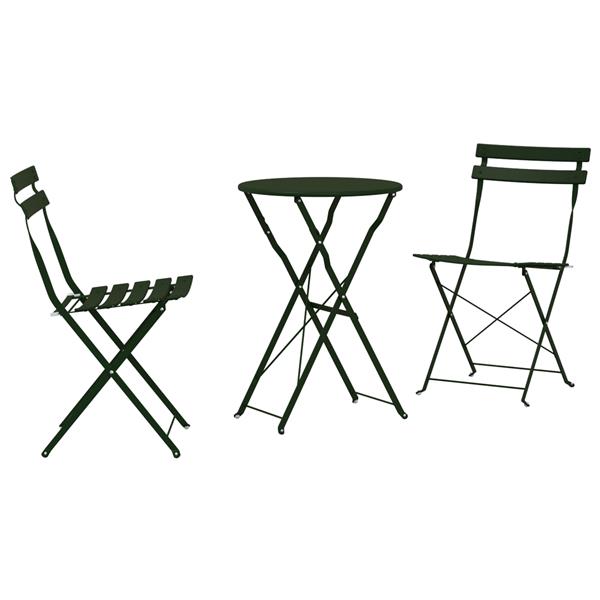 Grote foto vidaxl vouw bistro set 3 pcs donkergroen staal tuin en terras tuinmeubelen
