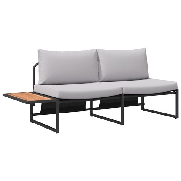 Grote foto vidaxl tuinbank met kussen bruin 200.5 x 70 x 85.5cm metaal tuin en terras tuinmeubelen