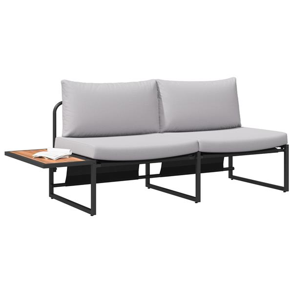 Grote foto vidaxl tuinbank met kussen bruin 200.5 x 70 x 85.5cm metaal tuin en terras tuinmeubelen