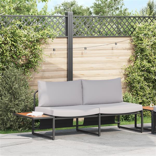 Grote foto vidaxl tuinbank met kussen bruin 200.5 x 70 x 85.5cm metaal tuin en terras tuinmeubelen