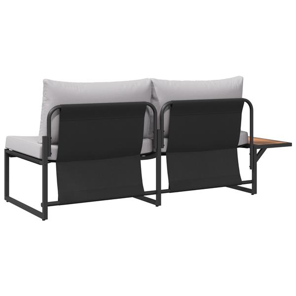Grote foto vidaxl tuinbank met kussen bruin 200.5 x 70 x 85.5cm metaal tuin en terras tuinmeubelen