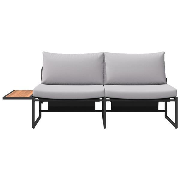 Grote foto vidaxl tuinbank met kussen bruin 200.5 x 70 x 85.5cm metaal tuin en terras tuinmeubelen
