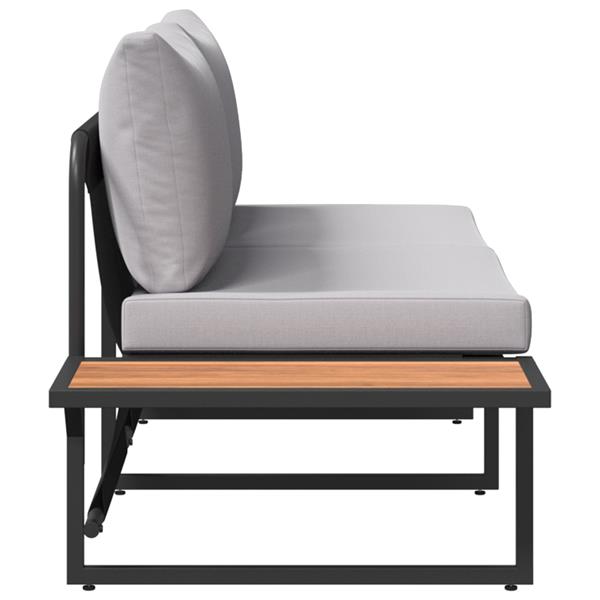 Grote foto vidaxl tuinbank met kussen bruin 200.5 x 70 x 85.5cm metaal tuin en terras tuinmeubelen
